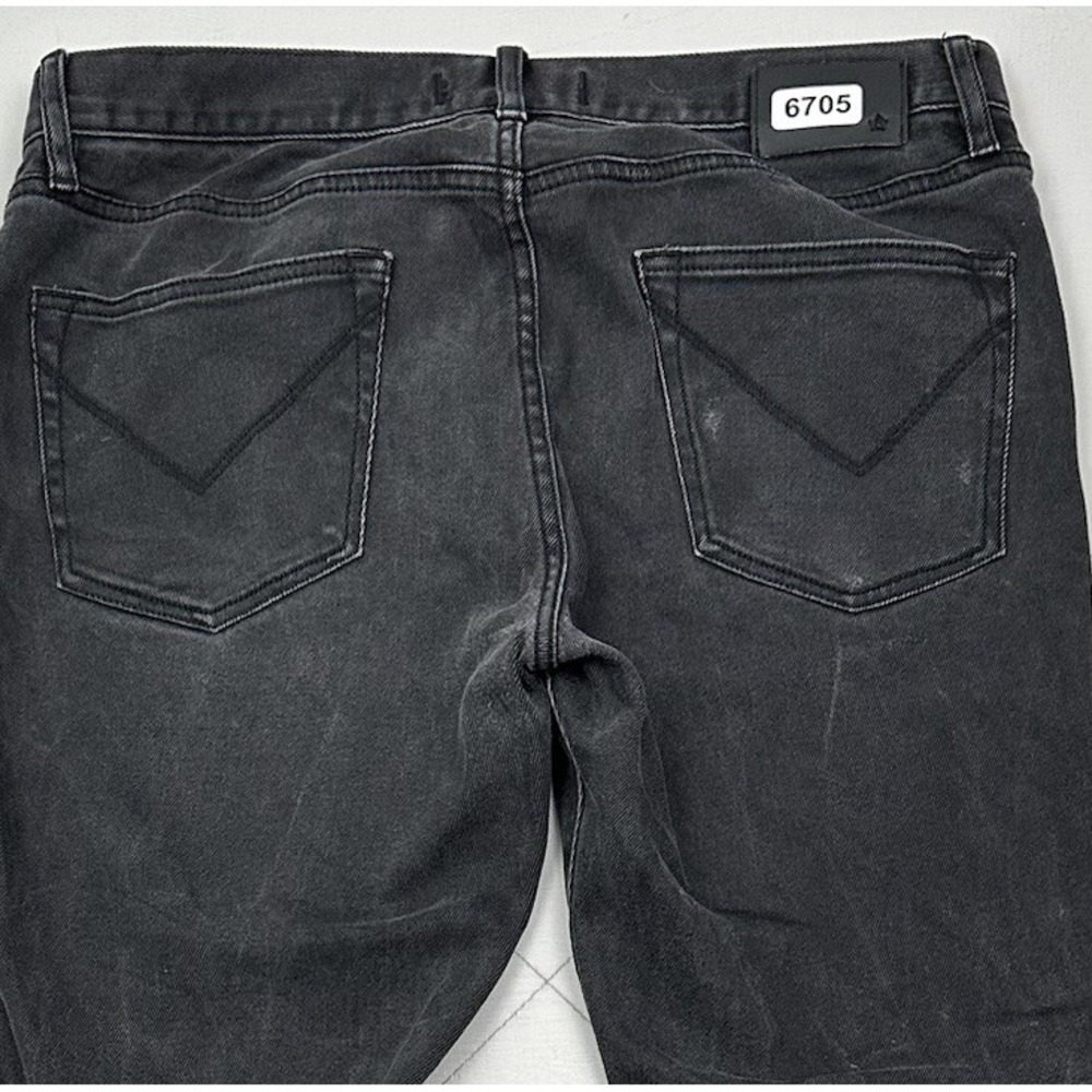 John Varvatos Bowery Slim Jeans Mens 33x28 Black Straight Waxed Denim Stretch
